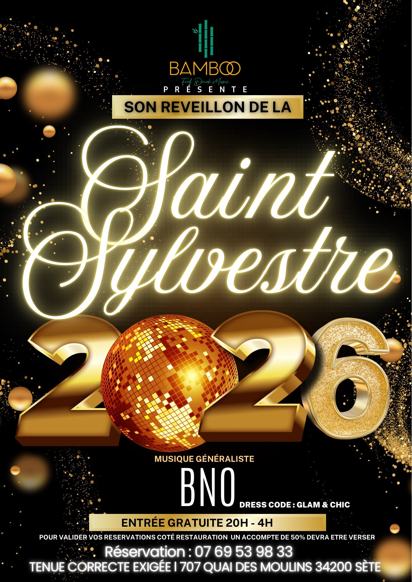 LE BAMBOO PRÉSENTE SON RÉVEILLON DE LA SAINT-SYLVESTRE 2026