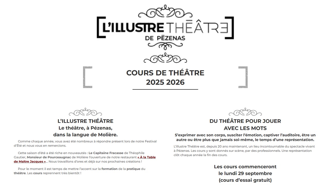 ILLUSTRE THÉÂTRE / COURS DE THÉÂTRE 2025-2026