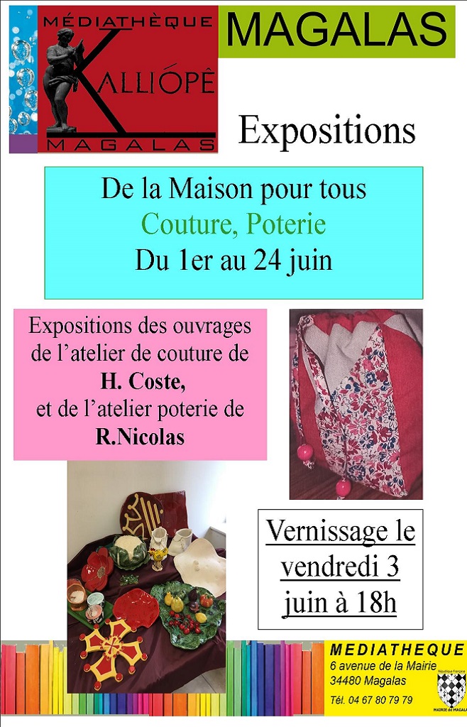 EXPOSITIONS DE LA MAISON POUR TOUS « COUTURE, POTERIE »