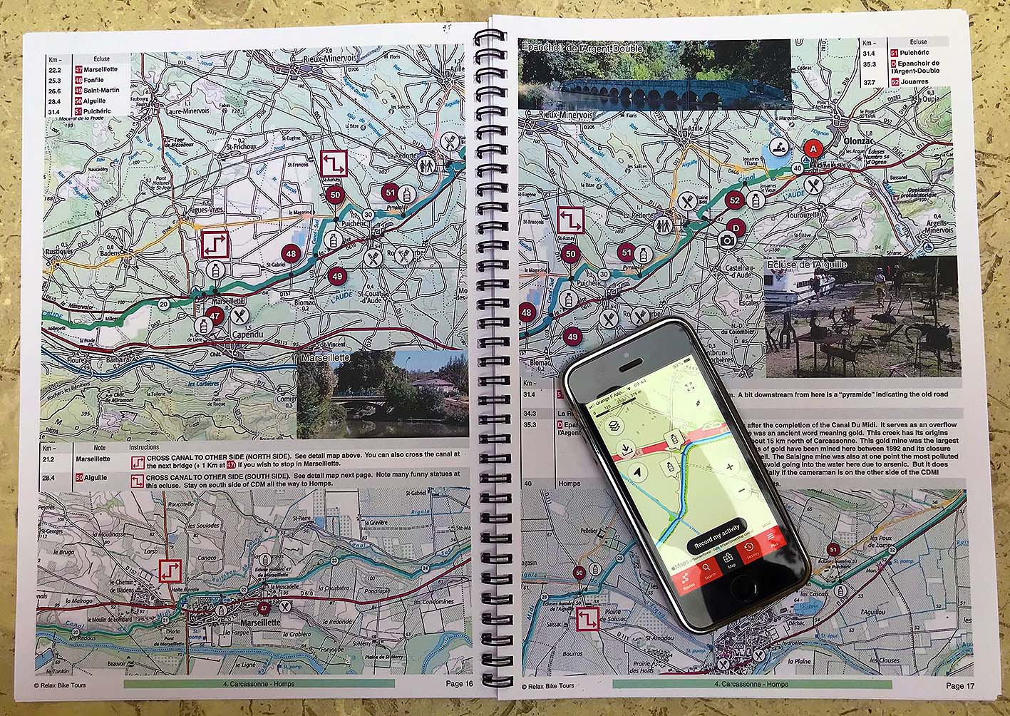 Carte Canal Du Midi et App pour notre tours à vélo