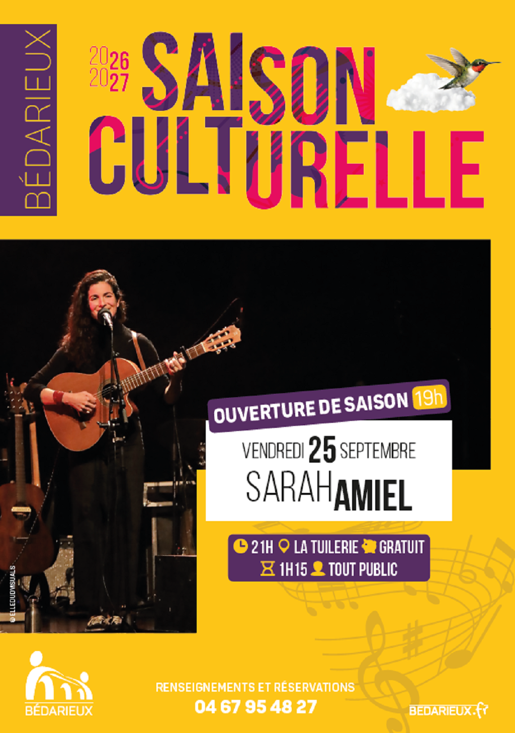 OUVERTURE SAISON CULTURELLE DE BÉDARIEUX ET CONCERT SARAH AMIEL