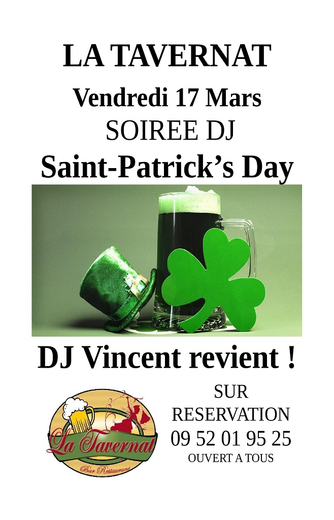 SOIRÉE DJ VINCENT « SAINT-PATRICK’S DAY »